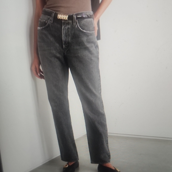 Agolde Riley High Rise Straight Crop Jeans in Charcoal Size 29 - Picture 7 of 8